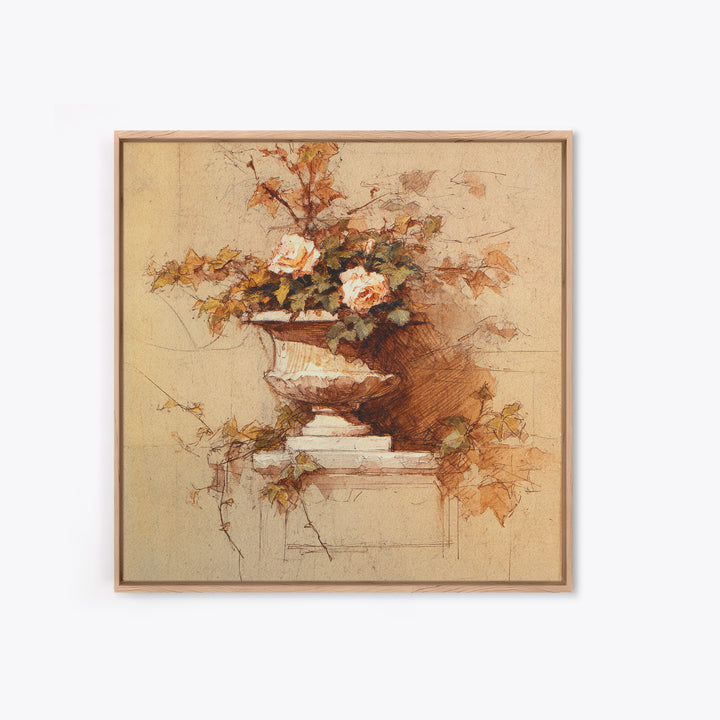 Basket of Apples and Pears on Linen Canvas Print, Traditional Art, Neutral Decor, Living Room Decor, Fine Art, Classic, TRA-1x1-90