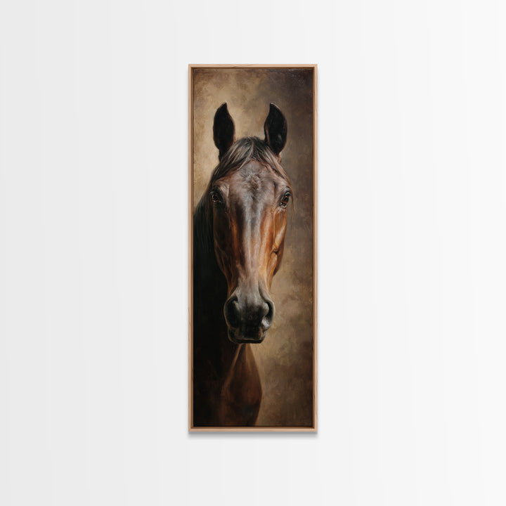 Realistic Horse Portrait Framed Canvas Print, Traditional Art, Wall Hanging, Living Room Decor, Classic, Japanese Decor, TRA-1x3-15