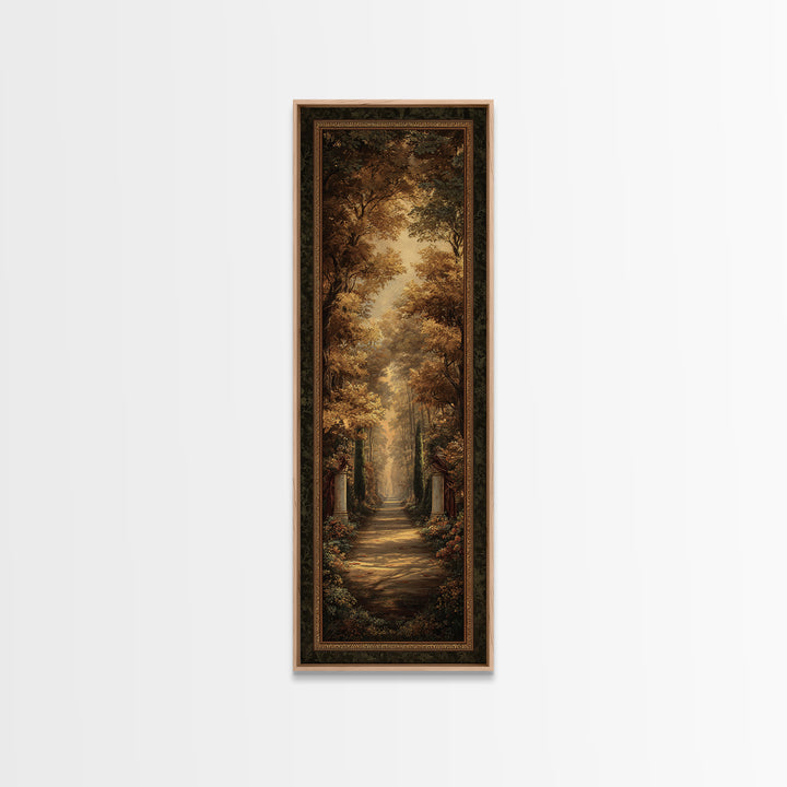 Autumn Forest Road Framed Canvas Print, Traditional Art, Minimalist Decor, Living Room Decor, Oil Painting, Classic, Boho, TRA-1x3-4