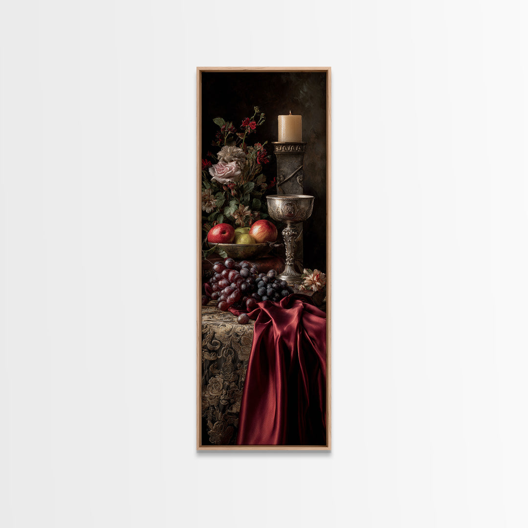 Dutch Fruit and Silver Goblet Still Life Canvas Print, Traditional Art, Artwork, Living Room Decor, Fine Art, Classic, TRA-1x3-40