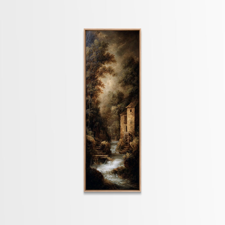 Watermill Beside a Quiet Stream Canvas Print, Traditional Art, Fine Art Print, Living Room Decor, Fine Art, Classic, Wall Decor, TRA-1x3-5