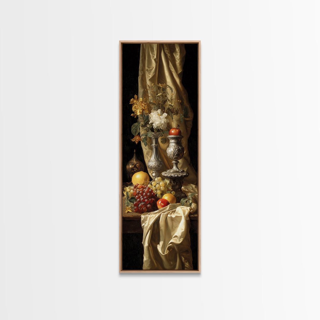 Dutch Fruit and Silver Goblet Still Life Canvas Print, Traditional Art, Japanese Decor, Living Room Decor, Fine Art, Classic, TRA-1x3-88