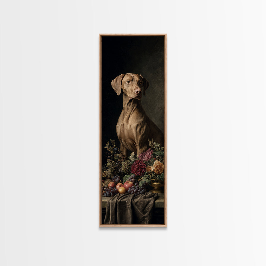 Hunting Dog Portrait Framed Canvas Print, Traditional Art, Landscape, Living Room Decor, Fine Art, Classic, Textured Painting, TRA-1x3-96