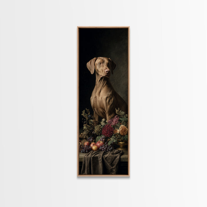Hunting Dog Portrait Framed Canvas Print, Traditional Art, Landscape, Living Room Decor, Fine Art, Classic, Textured Painting, TRA-1x3-96