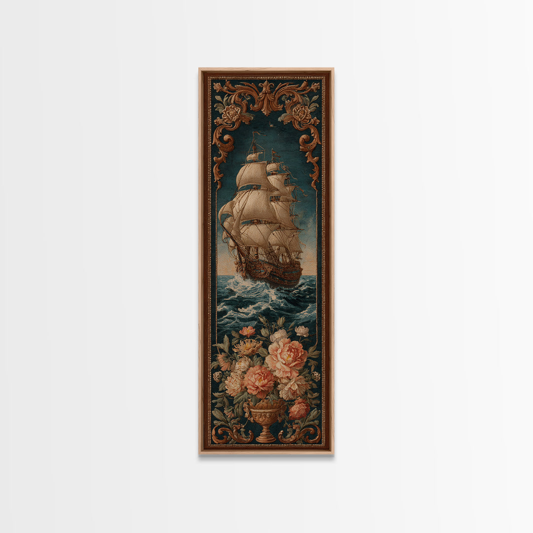 Ship at Sea Canvas Print, Traditional Art, Textured Painting, Living Room Decor, Fine Art, Classic, Art Commission, Boho, TRA-1x3-98