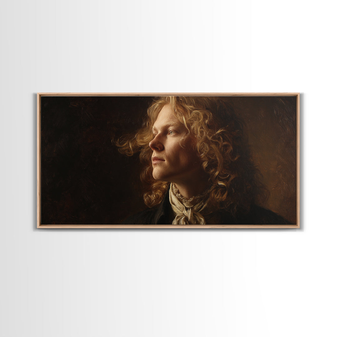 Classical Portrait with Dignified Lighting Framed Canvas Print, Traditional Art, Contemporary Art, Living Room Decor, Classic, TRA-2x1-28