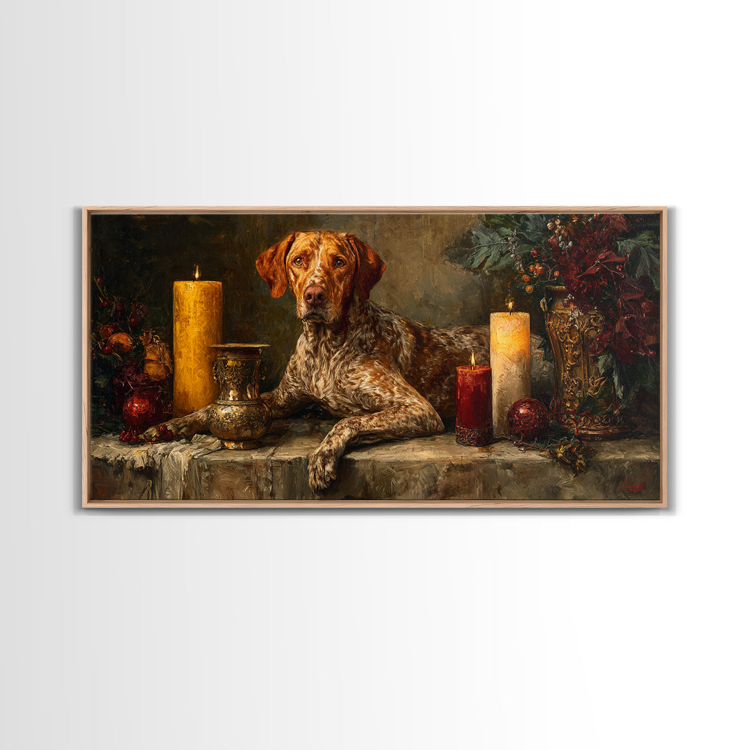 Hunting Dog Portrait Canvas Print, Traditional Art, Wall Art, Living Room Decor, Oil Painting, Classic, Artwork, Original Art, TRA-2x1-32