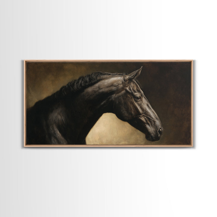 Realistic Horse Portrait Canvas Print, Traditional Art, Digital Print, Living Room Decor, Oil Painting, Classic, Indian Art, TRA-2x1-47
