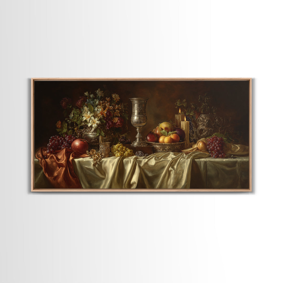 Dutch Fruit and Silver Goblet Still Life Canvas Print, Traditional Art, Wall Decor, Living Room Decor, Fine Art, Classic, TRA-2x1-48