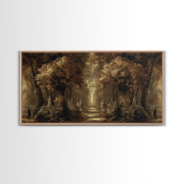 Autumn Forest Road Framed Canvas Print, Traditional Art, Art Print, Living Room Decor, Fine Art, Classic, Custom Art, TRA-2x1-60