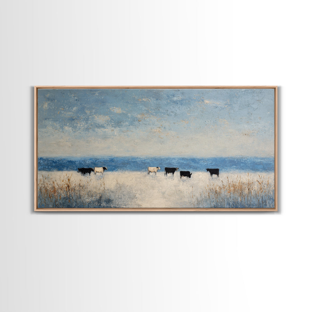 Snowy Village Landscape at Twilight Canvas Print, Traditional Art, Japanese Art, Living Room Decor, Fine Art, Classic, TRA-2x1-63