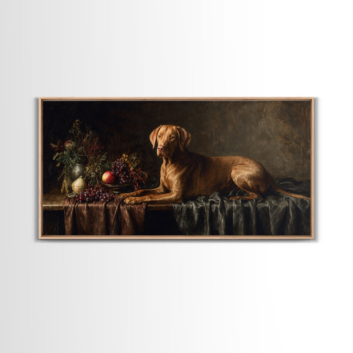 Hunting Dog Portrait Framed Canvas Print, Traditional Art, Luxury Decor, Living Room Decor, Fine Art, Classic, Art Print, TRA-2x1-8