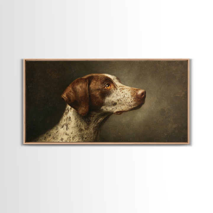 Hunting Dog Portrait Framed Canvas Print, Traditional Art, Art Commissions, Living Room Decor, Classic, Pokemon Poster, TRA-2x1-80
