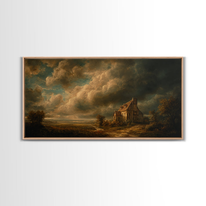 Barn and Farmland Framed Canvas Print, Traditional Art, Boho, Living Room Decor, Classic, Indian Wall Art, Japanese Decor, TRA-2x1-91
