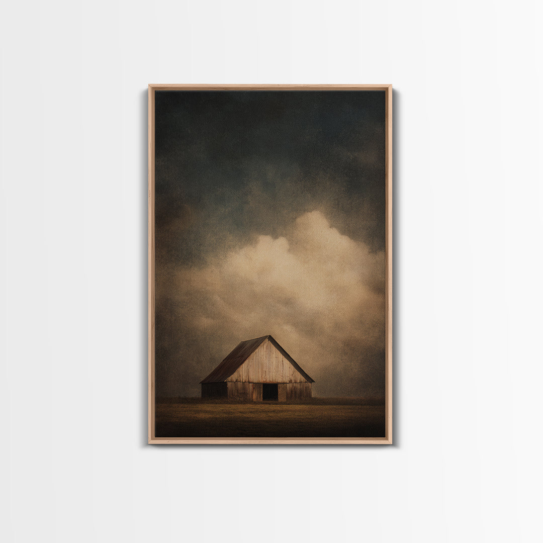 Barn and Farmland Framed Canvas Print, Traditional Art, Digital Art, Living Room Decor, Fine Art, Classic, Custom Art, TRA-2x3-55