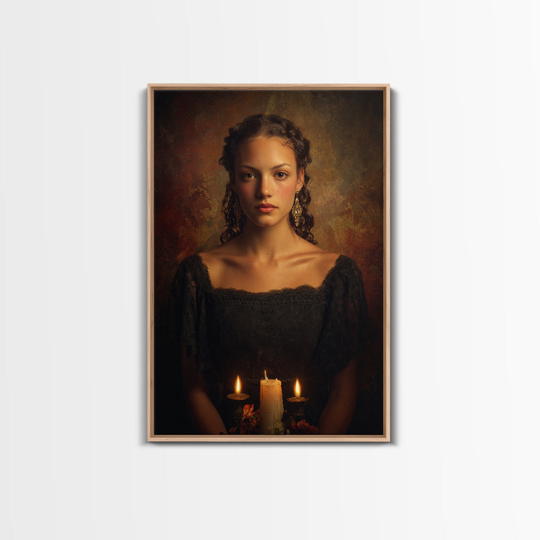 Classical Portrait with Dignified Lighting Framed Canvas Print, Traditional Art, Living Room Decor, Oil Painting, Classic, TRA-2x3-64