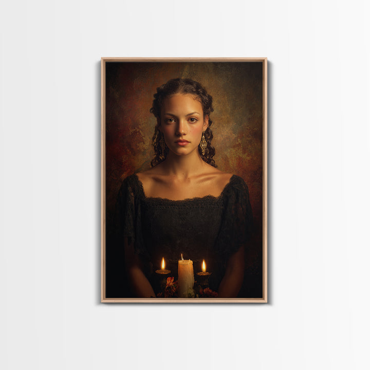 Classical Portrait with Dignified Lighting Framed Canvas Print, Traditional Art, Living Room Decor, Oil Painting, Classic, TRA-2x3-64