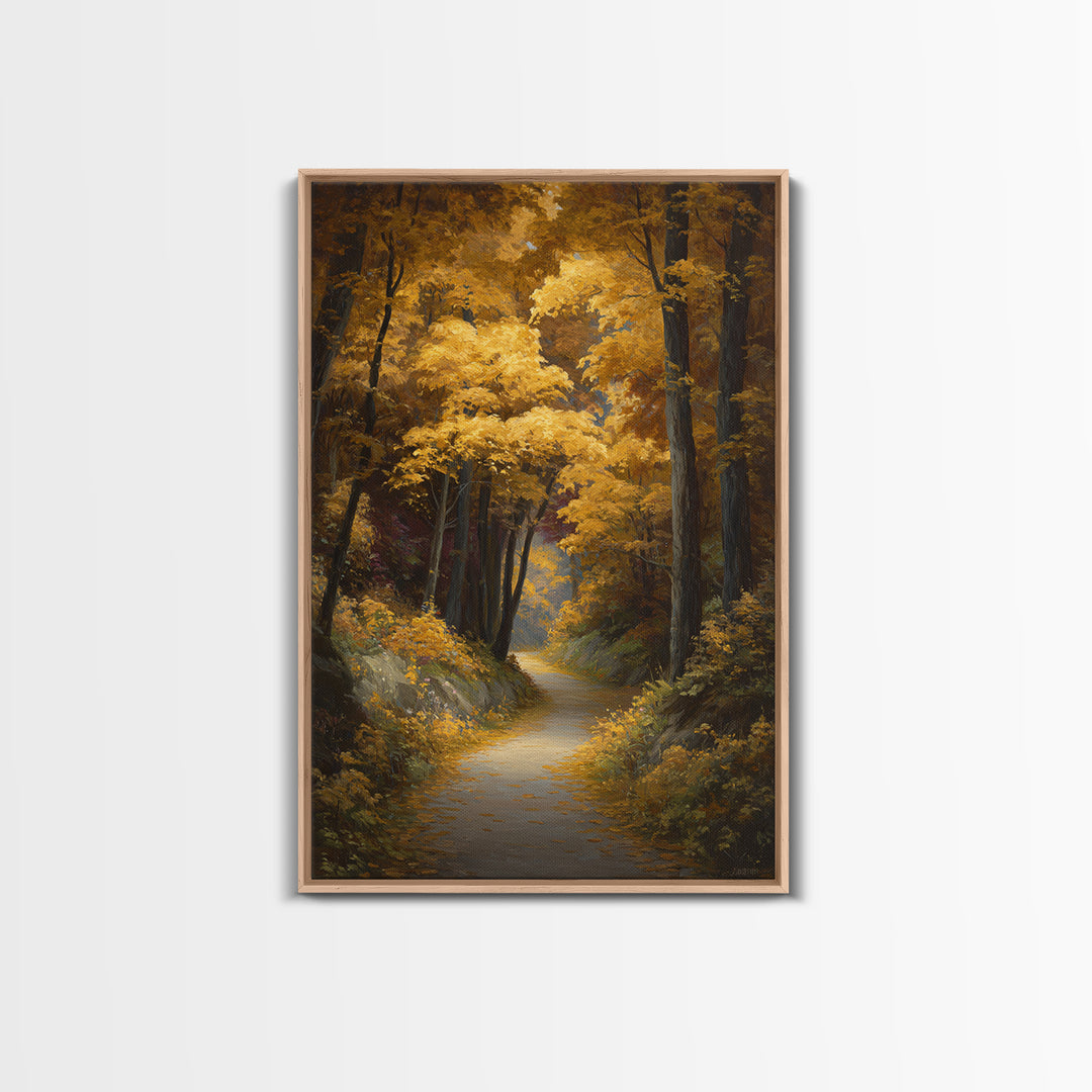 Autumn Forest Road Canvas Print, Traditional Art, Art Print, Living Room Decor, Fine Art, Classic, Custom Art, Furry Art, TRA-2x3-72