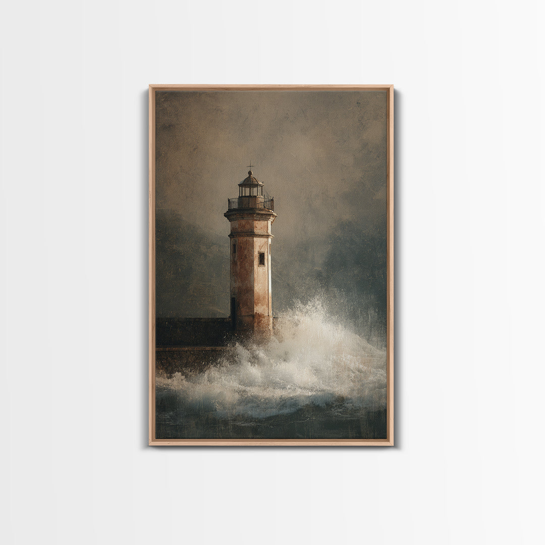 Lighthouse with Crashing Waves Canvas Print, Traditional Art, Custom Art, Living Room Decor, Fine Art, Classic, Modern Decor, TRA-2x3-77