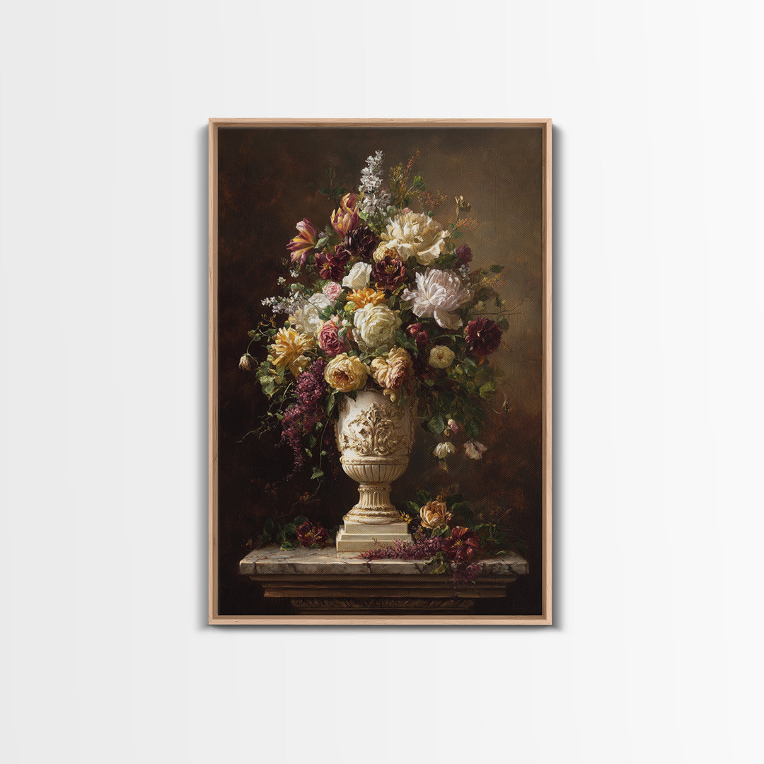 Formal Floral Still Life Canvas Print, Traditional Art, Boho, Living Room Decor, Classic, Indian Wall Art, Japanese Decor, TRA-2x3-82