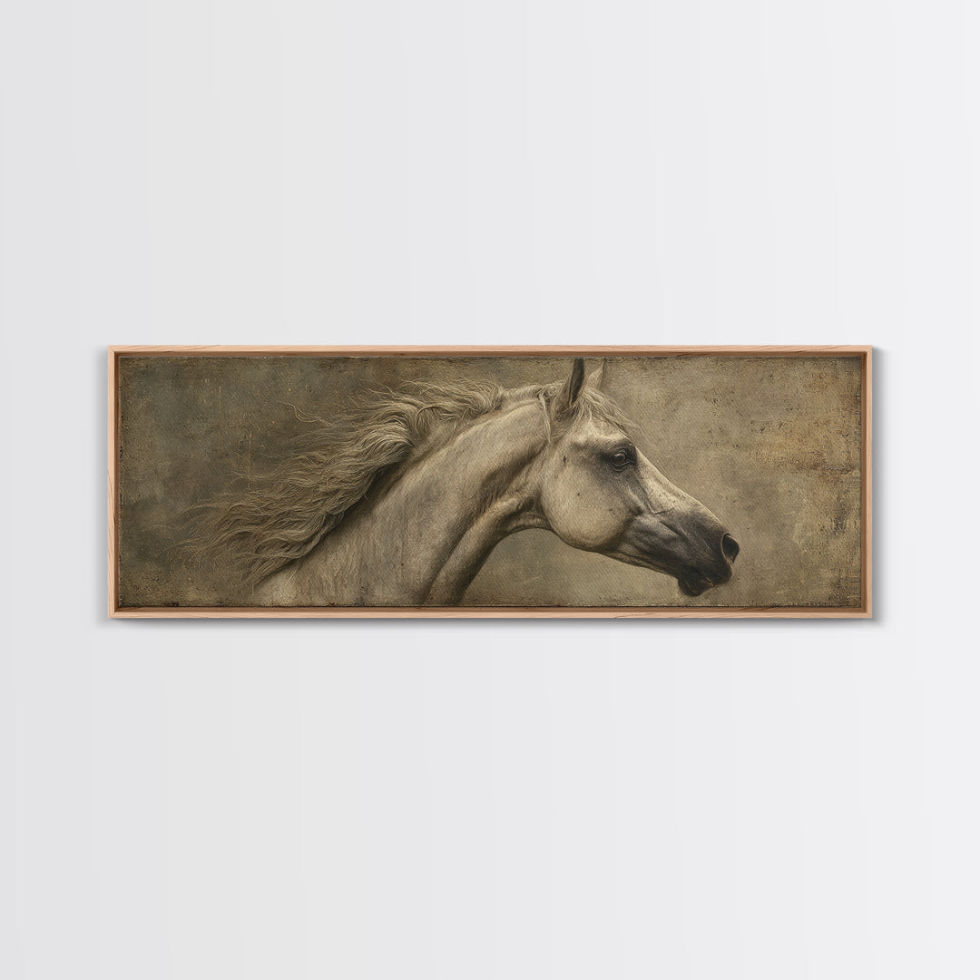 Realistic Horse Portrait Canvas Print, Traditional Art, Decor, Living Room Decor, Fine Art, Classic, Japanese Art, Custom Art, TRA-3x1-43
