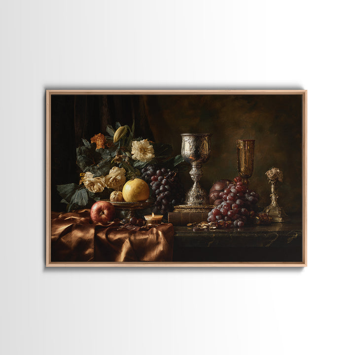 Dutch Fruit and Silver Goblet Still Life Canvas Print, Traditional Art, Indian Art, Living Room Decor, Fine Art, Classic, TRA-3x2-32