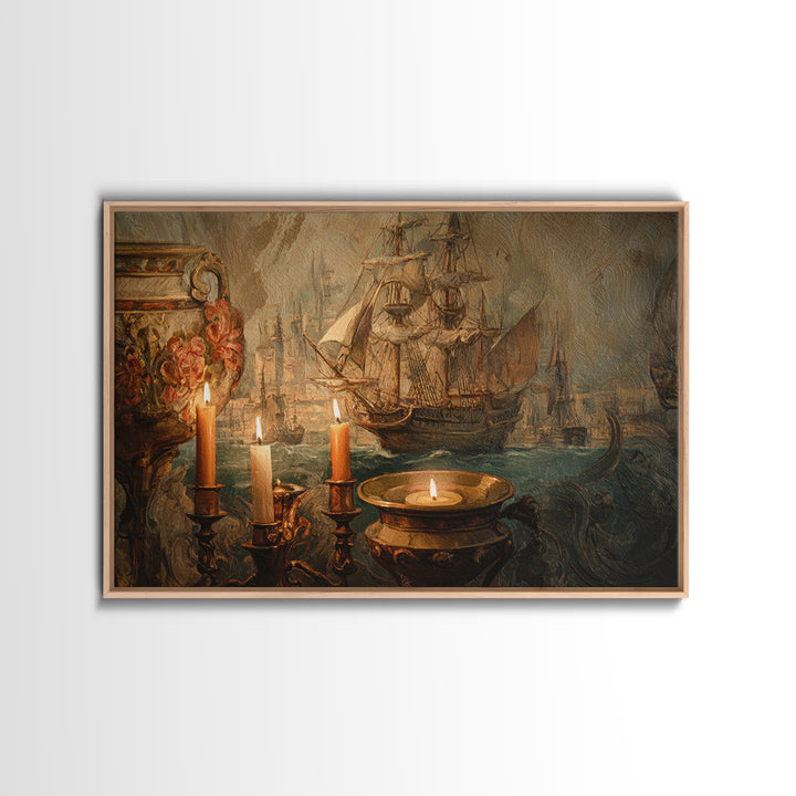 Ship at Sea Canvas Print, Traditional Art, Canvas Print, Living Room Decor, Fine Art, Classic, Neutral Decor, Modern Decor, TRA-3x2-42