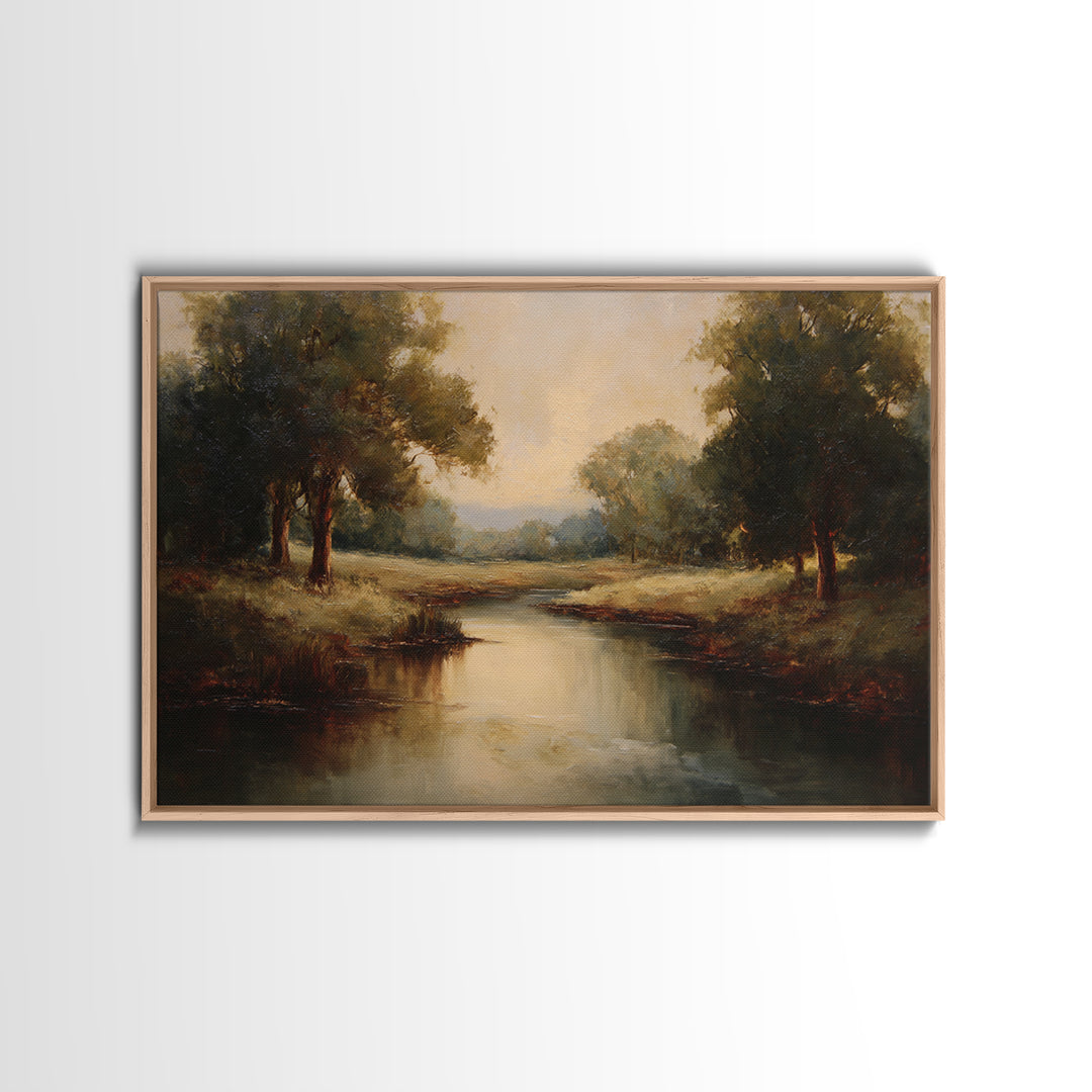 Classic Oil Painted Landscape Framed Canvas Print, Traditional Art, Indian Art, Living Room Decor, Oil Painting, Classic, TRA-3x2-5
