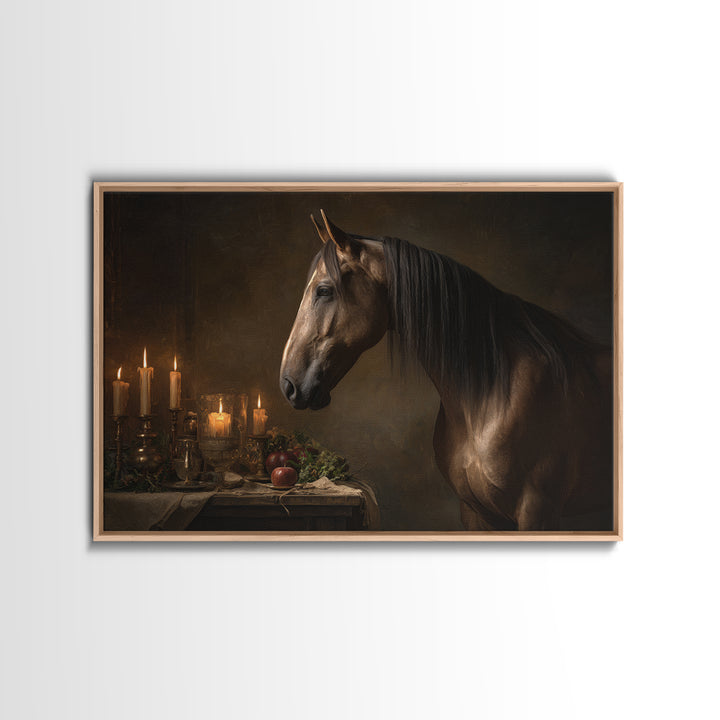 Realistic Horse Portrait Framed Canvas Print, Traditional Art, Digital Print, Living Room Decor, Oil Painting, Classic, TRA-3x2-55