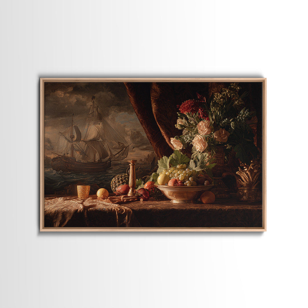 Ship at Sea Canvas Print, Traditional Art, Canvas Print, Living Room Decor, Fine Art, Classic, Neutral Decor, Modern Decor, TRA-3x2-66