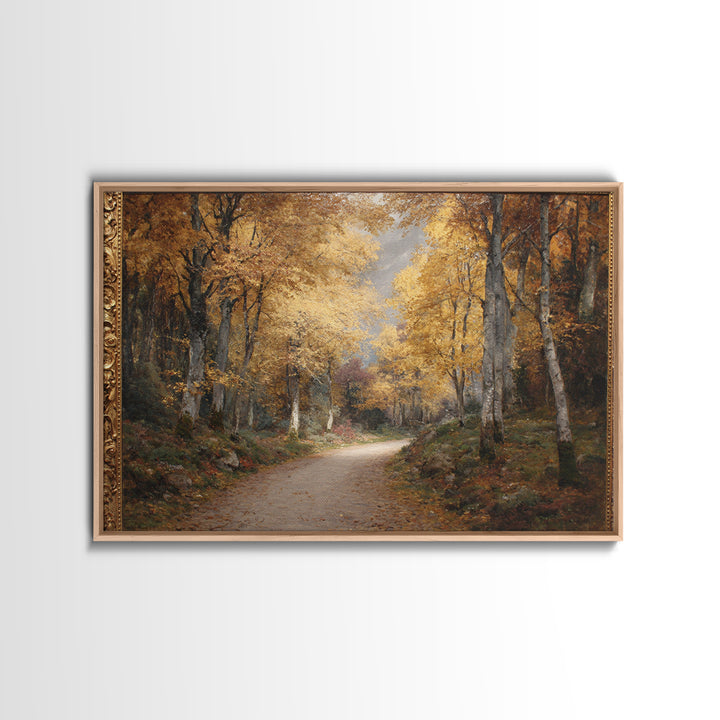 Autumn Forest Road Canvas Print, Traditional Art, Minimalist Decor, Living Room Decor, Oil Painting, Classic, Boho, TRA-3x2-68
