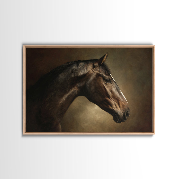 Realistic Horse Portrait Framed Canvas Print, Traditional Art, Luxury Decor, Living Room Decor, Fine Art, Classic, Art Print, TRA-3x2-79