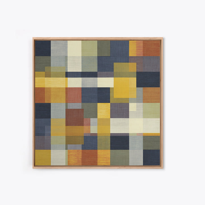 Woven Basket Pattern Enlarged as Modern Art Framed Canvas Print, Tribal Art, Statement Artwork, Living Room Decor, Tribal, TRI-1x1-38