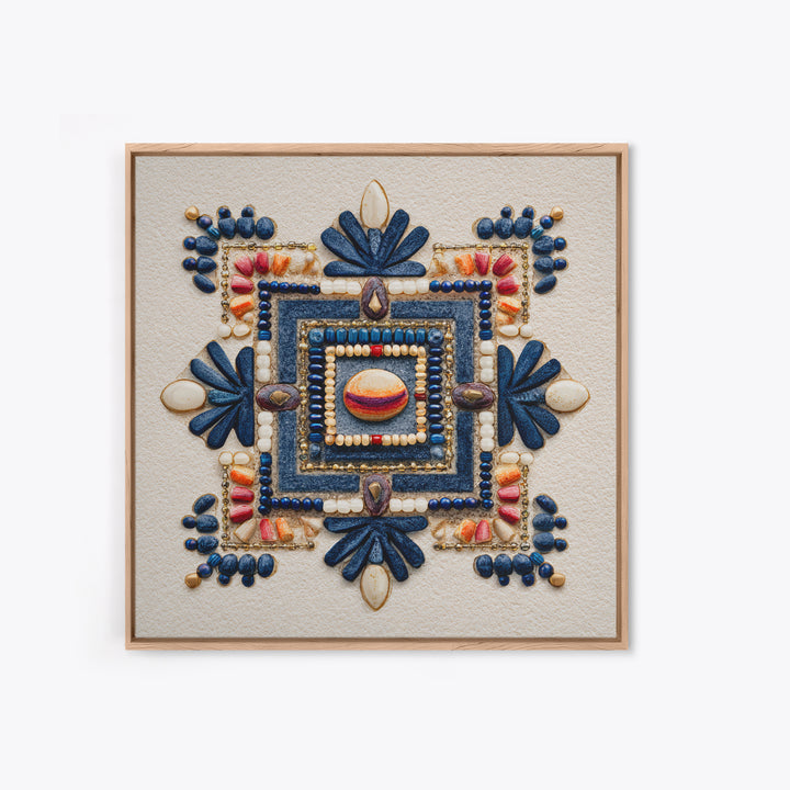 Beaded Jewelry Still Life Framed Canvas Print, Tribal Art, Fine Art Print, Living Room Decor, Watercolor Art, Tribal, TRI-1x1-58