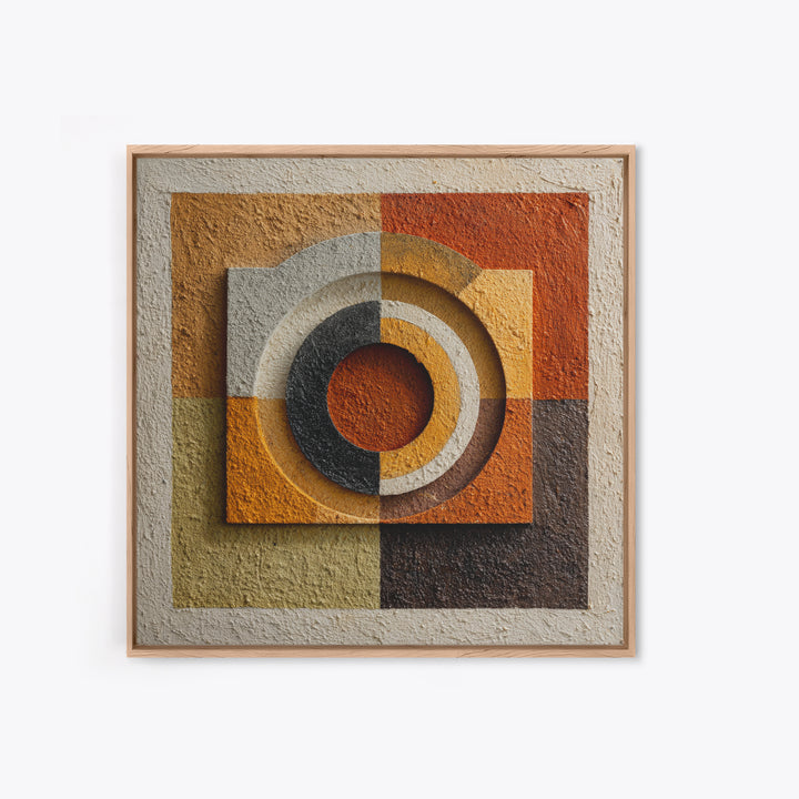 Abstract Drum Circle Suggested Through Repeated Forms Framed Canvas Print, Tribal Art, Earthy, Living Room Decor, Abstract Art, TRI-1x1-6