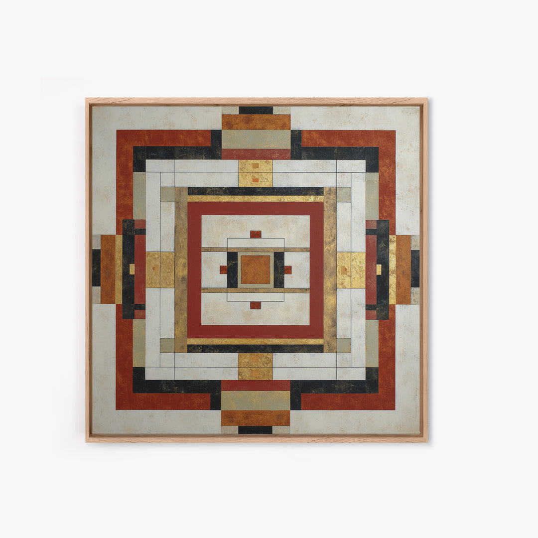 Geometric Border Design by Global Textiles Framed Canvas Print, Tribal Art, Abstract Print, Living Room Decor, Fine Art, Tribal, TRI-1x1-68