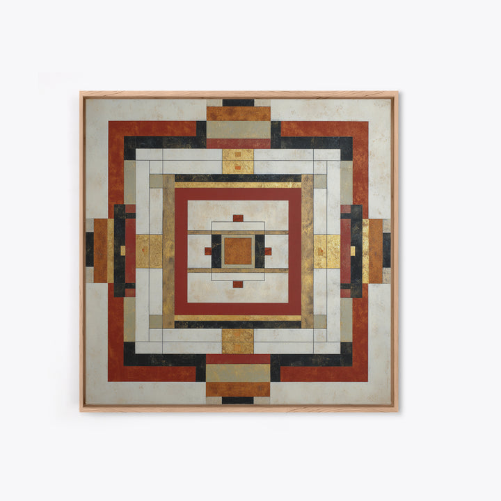 Geometric Border Design by Global Textiles Framed Canvas Print, Tribal Art, Abstract Print, Living Room Decor, Fine Art, Tribal, TRI-1x1-68