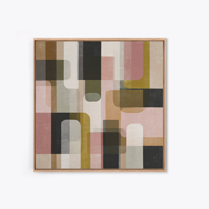 Earth Tone Geometric Pattern by Woven Cloth Framed Canvas Print, Tribal Art, Art Print, Living Room Decor, Abstract Art, Tribal, TRI-1x1-74