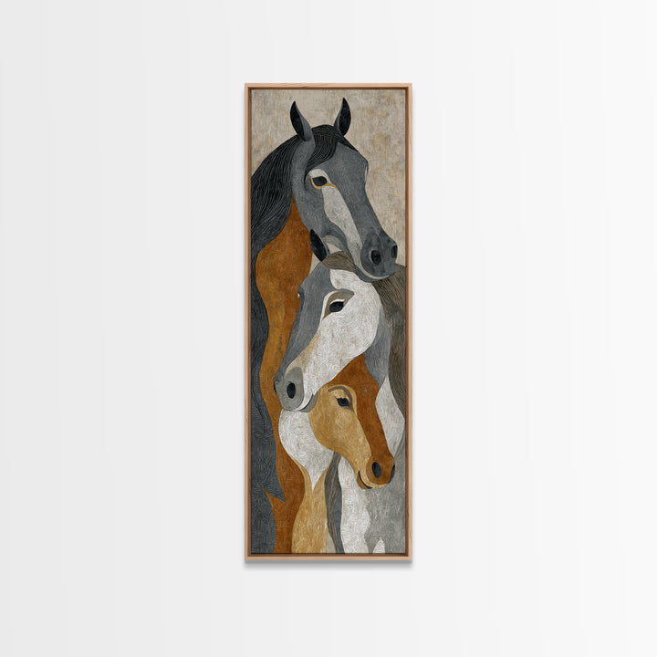 Tribal Horse Pattern Framed Canvas Print, Tribal Art, Fine Art Print, Living Room Decor, Oil Painting, Tribal, Wall Decor, TRI-1x3-54