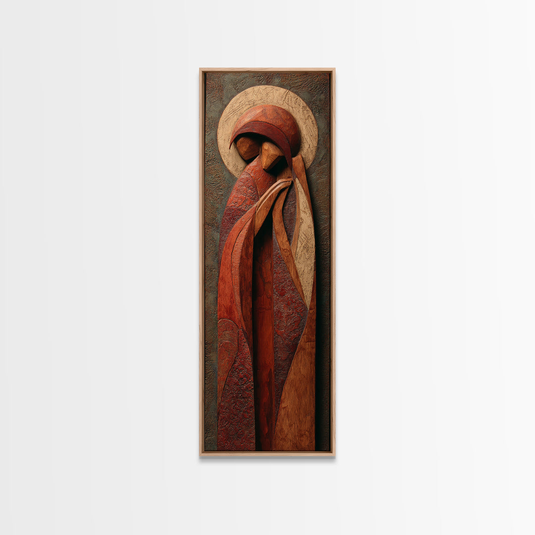 Carved Wood Figure Canvas Print, Tribal Art, Original Painting, Living Room Decor, Fine Art, Tribal, Canvas Painting, TRI-1x3-57