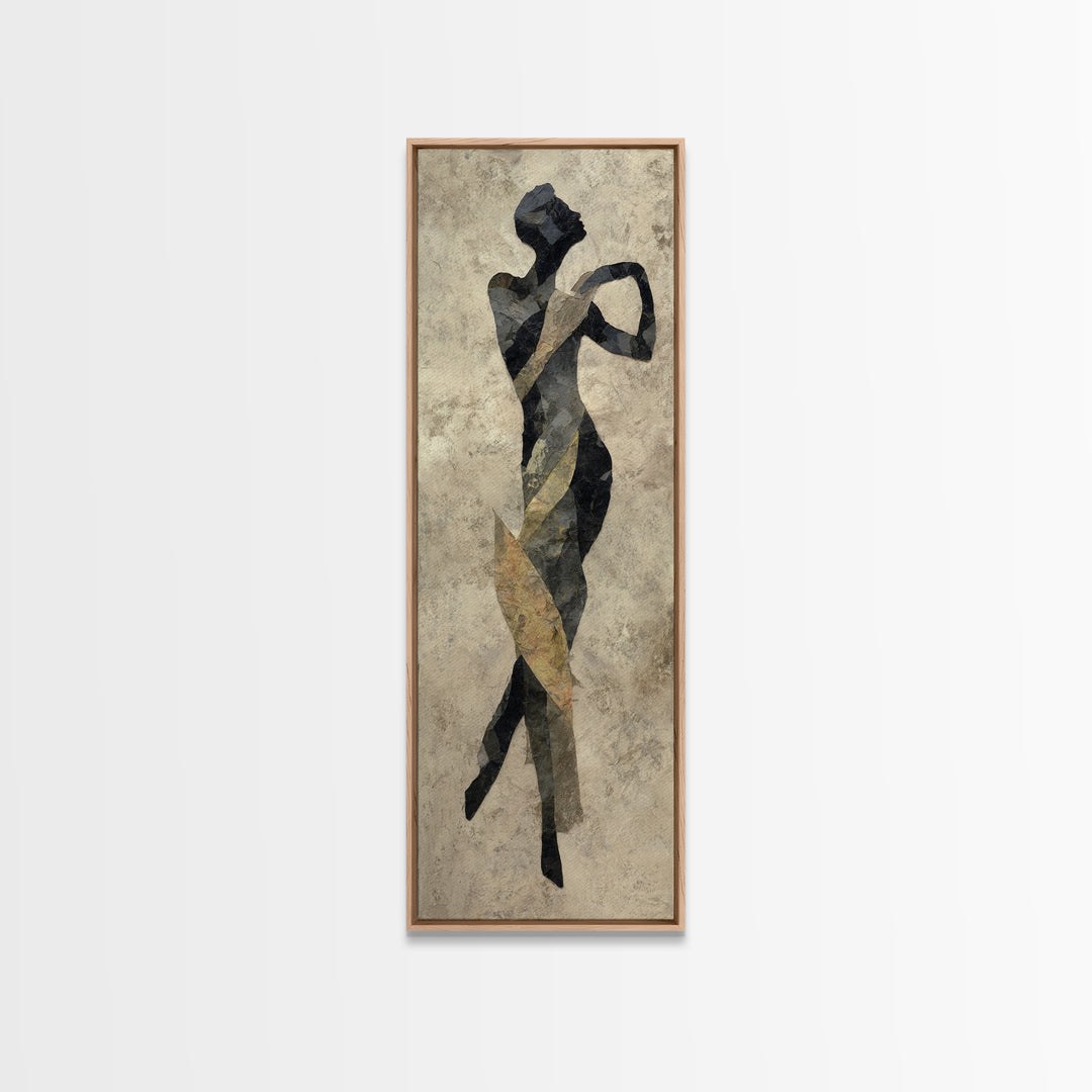 Ceremonial Dancer Silhouette Canvas Print, Tribal Art, Living Room Decor, Oil Painting, Tribal, Unique Wall Art, TRI-1x3-63
