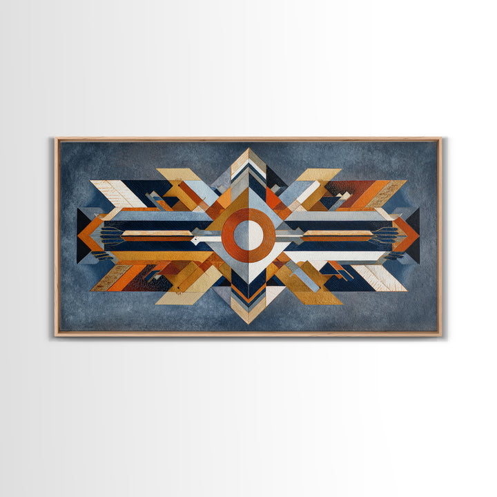 Eagle Totem with Feathers and Geometric Shapes Canvas Print, Tribal Art, Home Decor, Living Room Decor, Abstract Art, Tribal, TRI-2x1-32