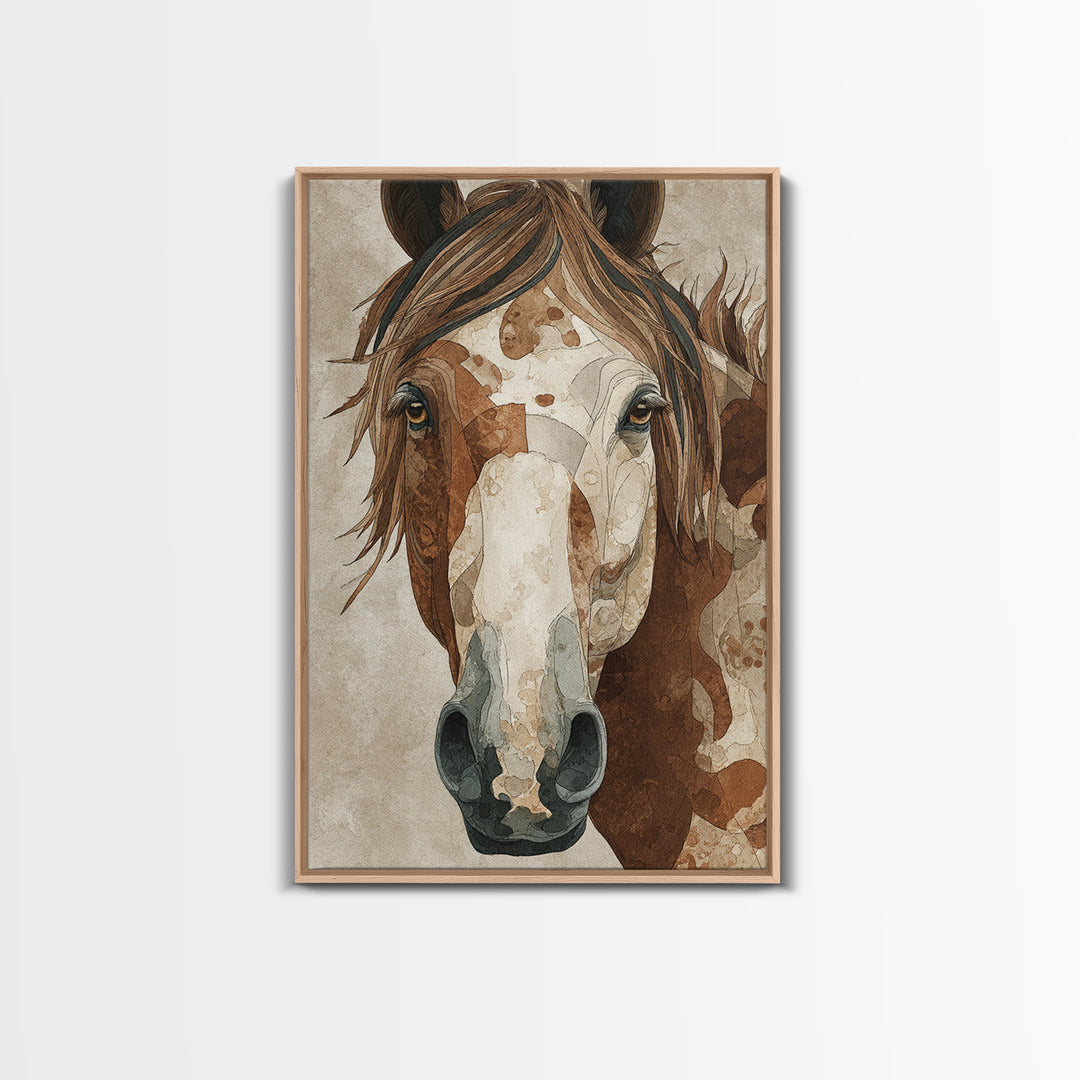 Tribal Horse Pattern Framed Canvas Print, Tribal Art, Art, Living Room Decor, Abstract Art, Tribal, Gallery Wall Art, TRI-2x3-26