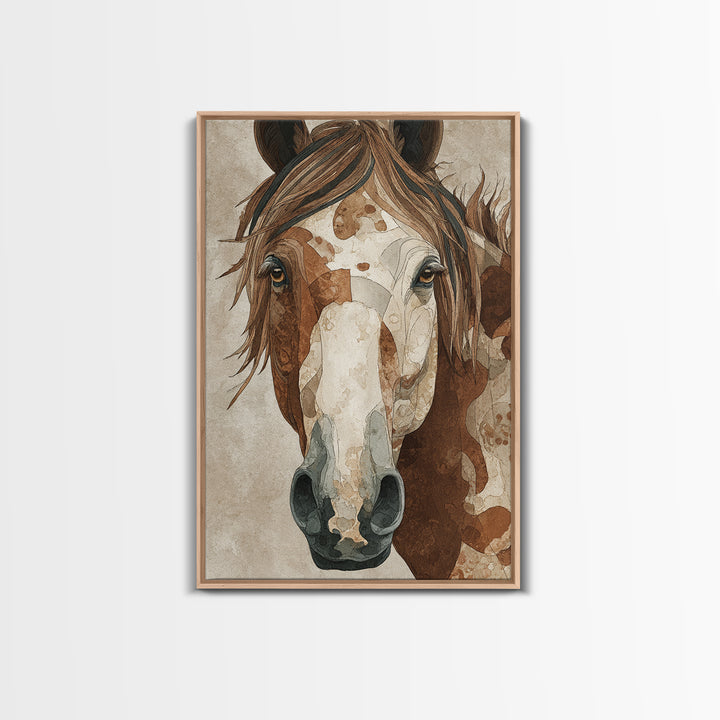Tribal Horse Pattern Framed Canvas Print, Tribal Art, Art, Living Room Decor, Abstract Art, Tribal, Gallery Wall Art, TRI-2x3-26