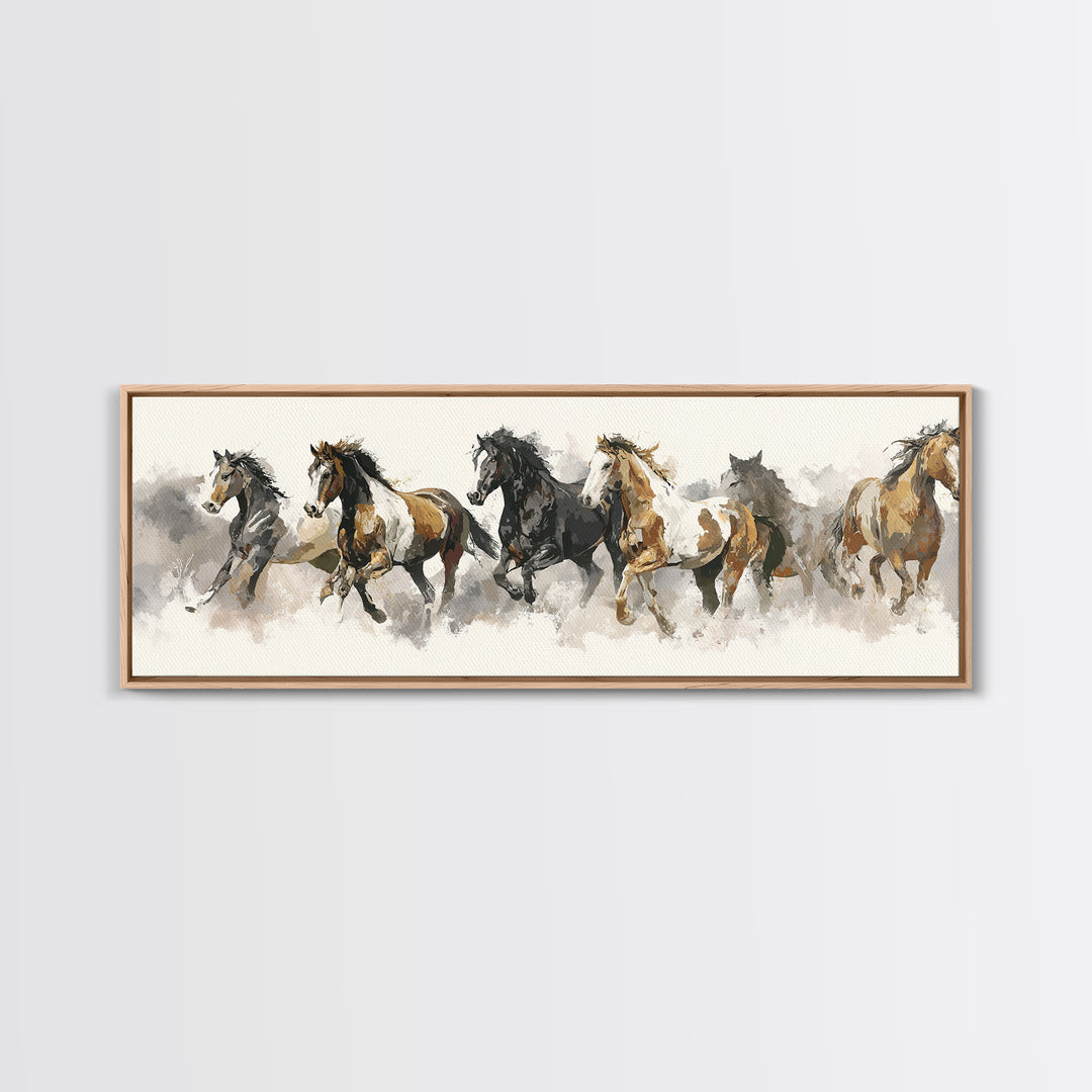 Tribal Horse Pattern Framed Canvas Print, Tribal Art, Boho Wall Decor, Living Room Decor, Fine Art, Tribal, Southwestern Decor, TRI-3x1-10