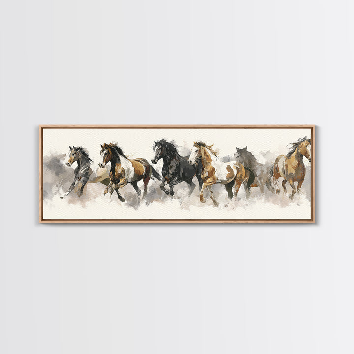 Tribal Horse Pattern Framed Canvas Print, Tribal Art, Boho Wall Decor, Living Room Decor, Fine Art, Tribal, Southwestern Decor, TRI-3x1-10