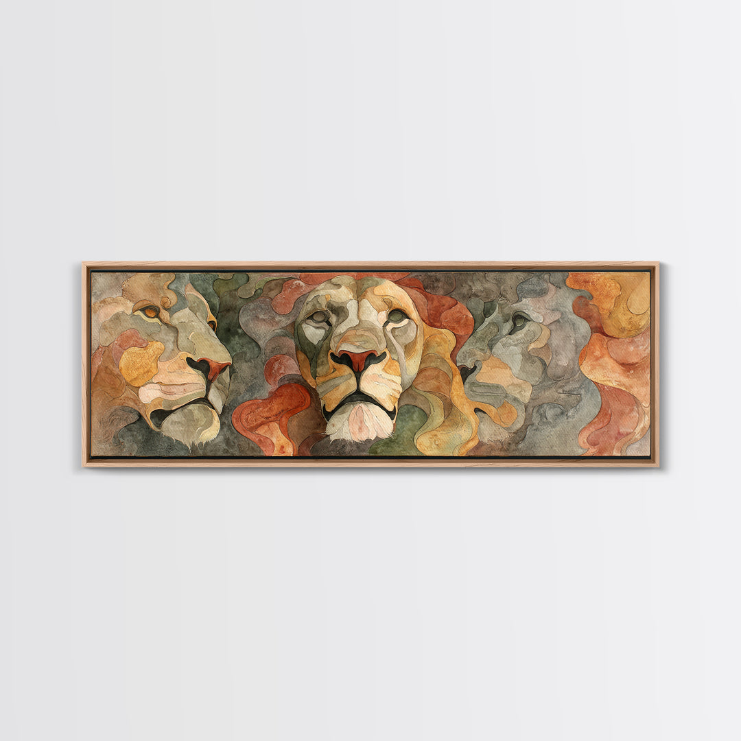 Lion Mask Abstraction Framed Canvas Print, Tribal Art, Gallery Decor, Living Room Decor, Abstract Art, Tribal, Home Decor, TRI-3x1-32