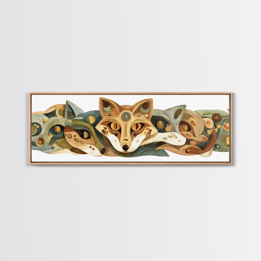 Stylized Animal Totem Framed Canvas Print, Tribal Art, Fine Art Print, Living Room Decor, Fine Art, Tribal, Wall Decor, TRI-3x1-44