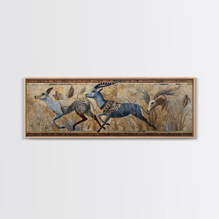 Ancient Cave Art Running Animals Canvas Print, Tribal Art, Modern Decor, Living Room Decor, Abstract Art, Tribal, Wall Decor, TRI-3x1-49