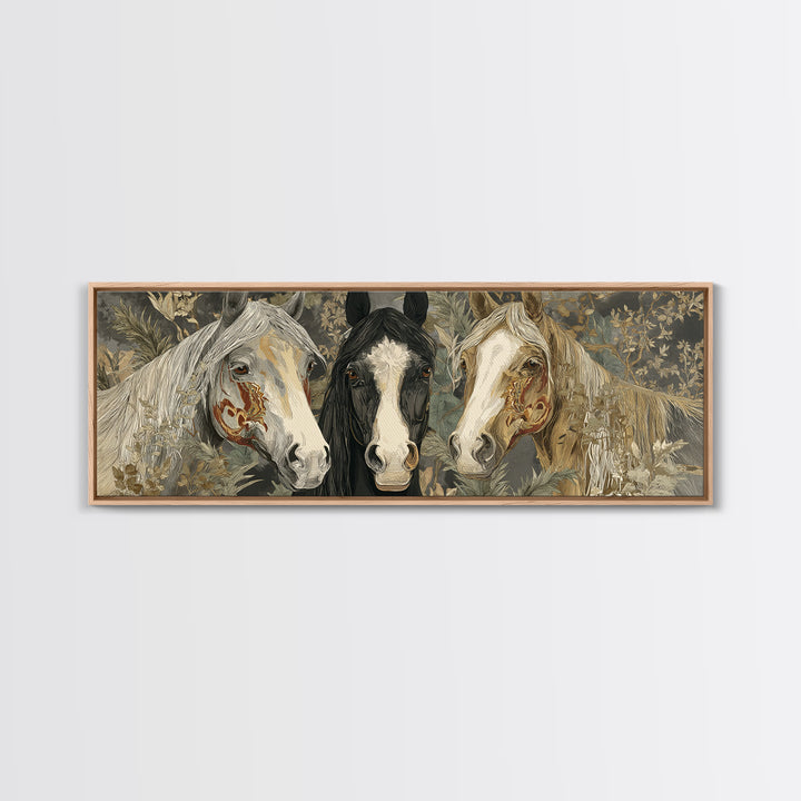 Tribal Horse Pattern Framed Canvas Print, Tribal Art, Abstract Print, Living Room Decor, Fine Art, Tribal, Statement Artwork, TRI-3x1-82